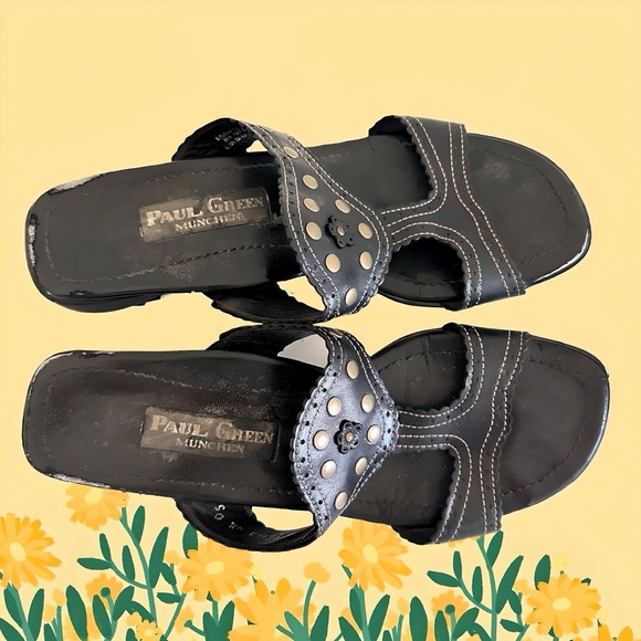 Paul Green Black Studded Slides - Picture 5 of 9